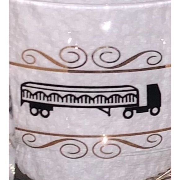 Vintage Trucks Low Ball Roly Poly Crystal Glasses Set Tractor Trailers - Picture 3 of 11